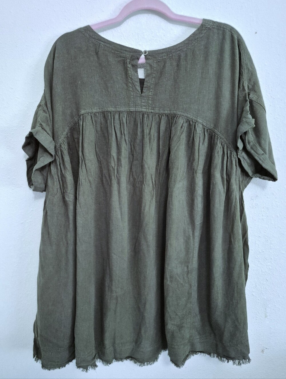 We The Free Moon City Oversized Slouchy Babydoll Top Dark Green M Boho Lagenlook - Picture 8 of 12